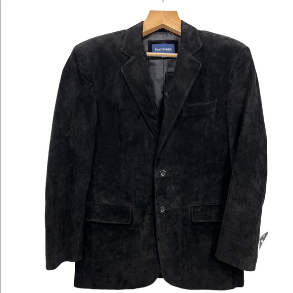 Paul Fredrick Leather Suede Blazer Sport Coat Black 2 button ZHL502J Size M NWT